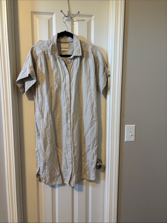 J. Crew Dresses & Skirts - J. Crew Light Gray Linen-Blend Shirt Dress